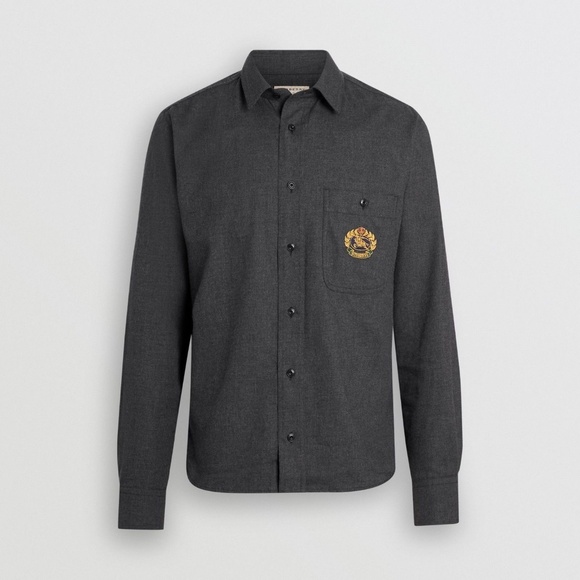 BURBERRY LONDON CHARCOAL MELANGE SHIRT MEDIUM